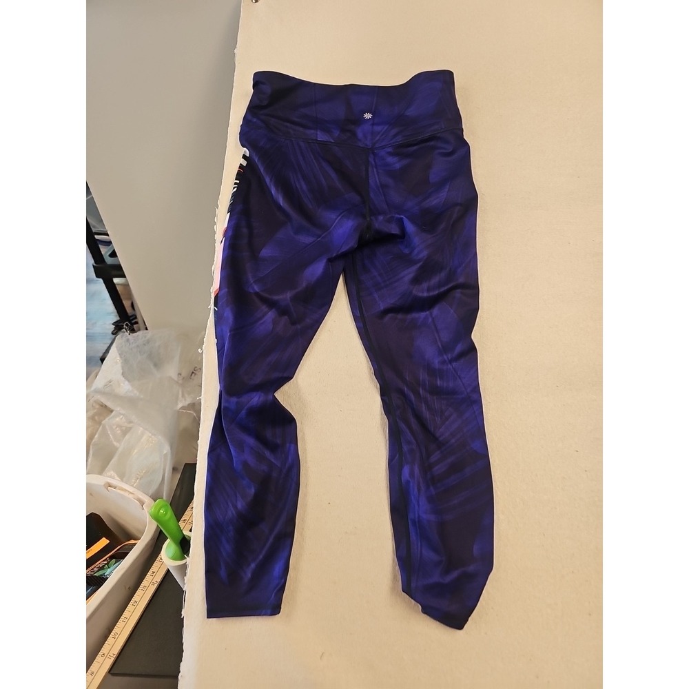 Athleta Leggings Women's Medium Blue Feathers Yoga Exercise EUC
